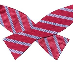Esquire Mens Red Blue White Striped Silk Self-Tie Bow Tie Formal Preppy 2‎ Inch